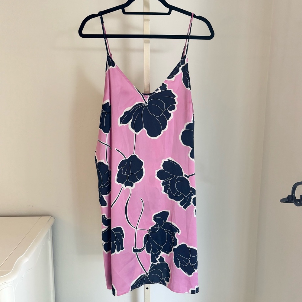 Stars Above Pink Floral Print Satin Sleep Camisole, Size XL